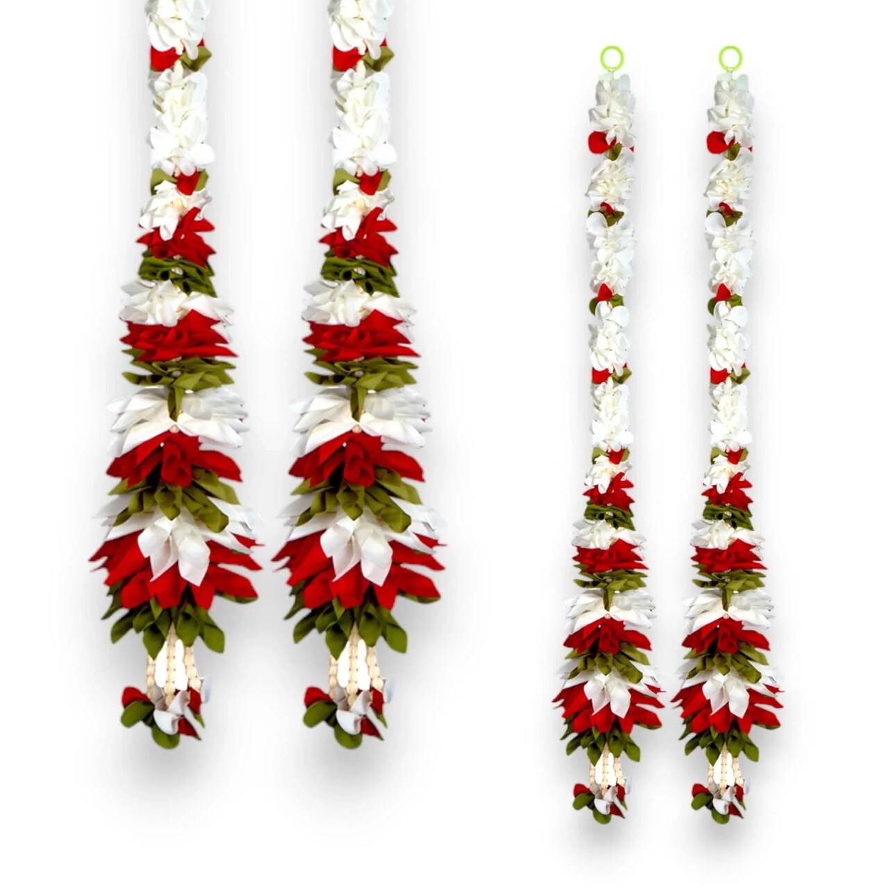 2 Strings Artificial Fabric Jasmine Garland for Festivals Pooja Indian Muslim Wedding Home Decor - Housewarming Diwali Eid Decorations - Mehndi Haldi Party Day of the Dead Door Hanging